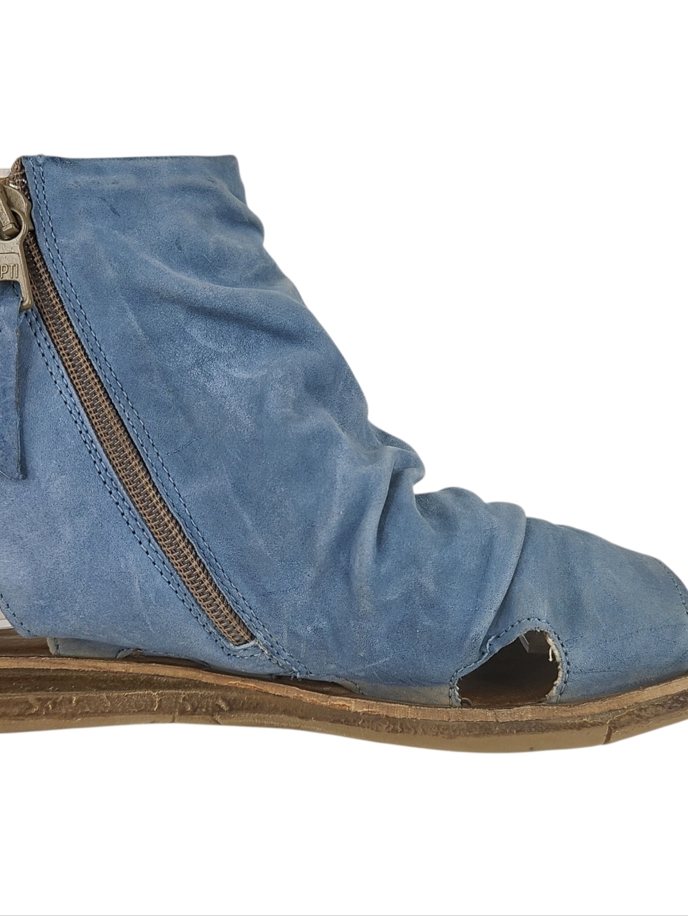 Miz Mooz Fizzy Blue Suede Women's Open-Toe Sandals Low Wedge Size 38/7.5 - Picture 9 of 16